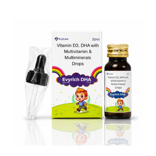 Vitamin D3, DHA with Multivitamins & Multiminerals Drops with Dropper and Monocarton