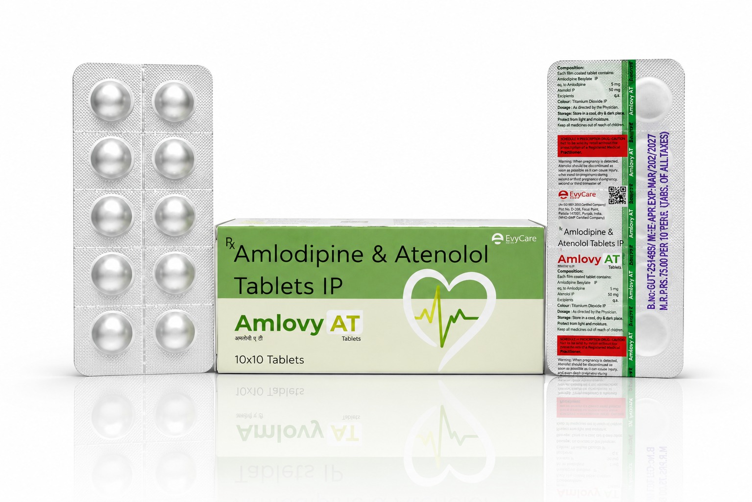 Amlodipine 5mg + Atenolol 50mg Tablets