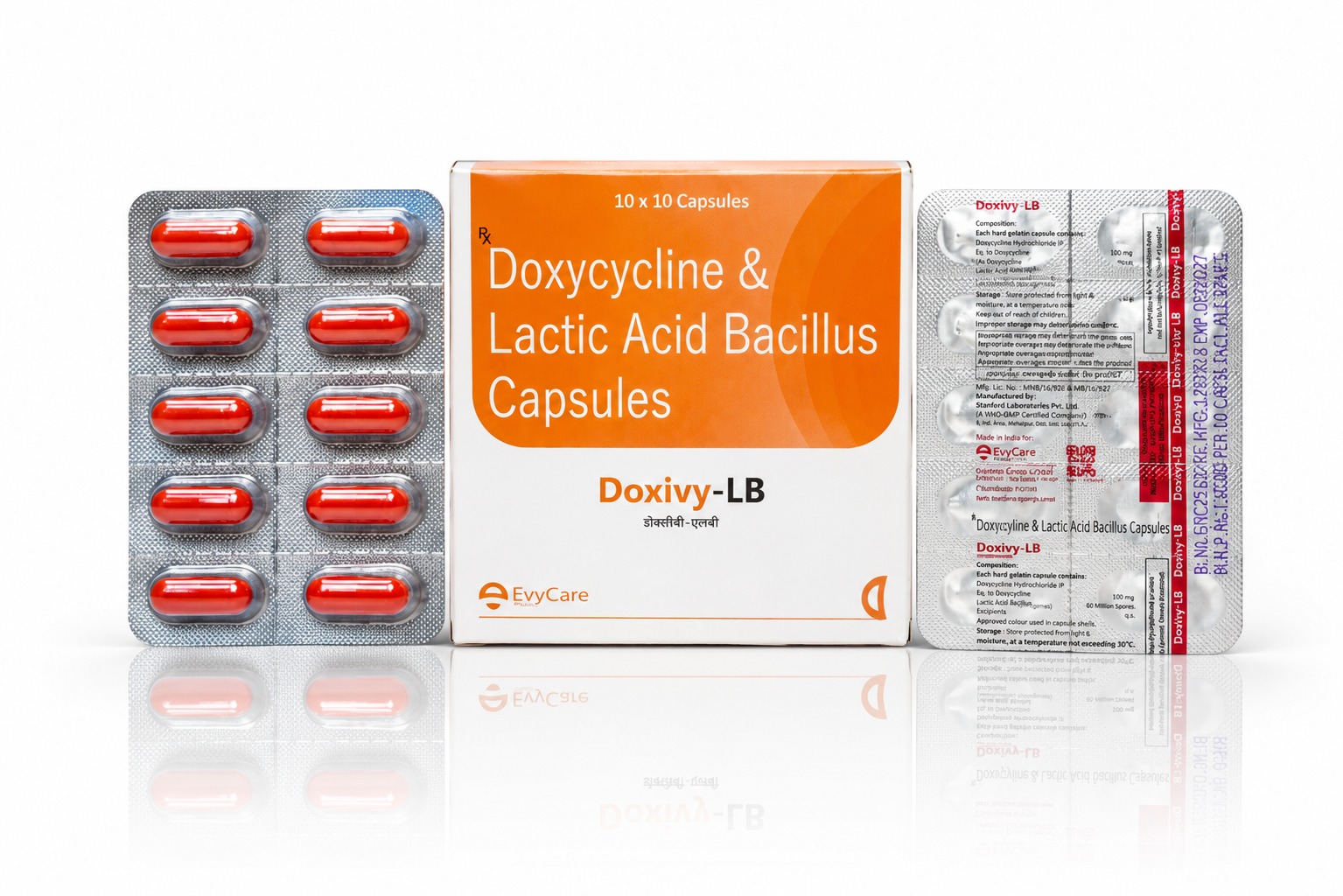 Doxycycline Hydrochloride 100mg + Lactic Acid Bacillus 5 million Spores Capsules