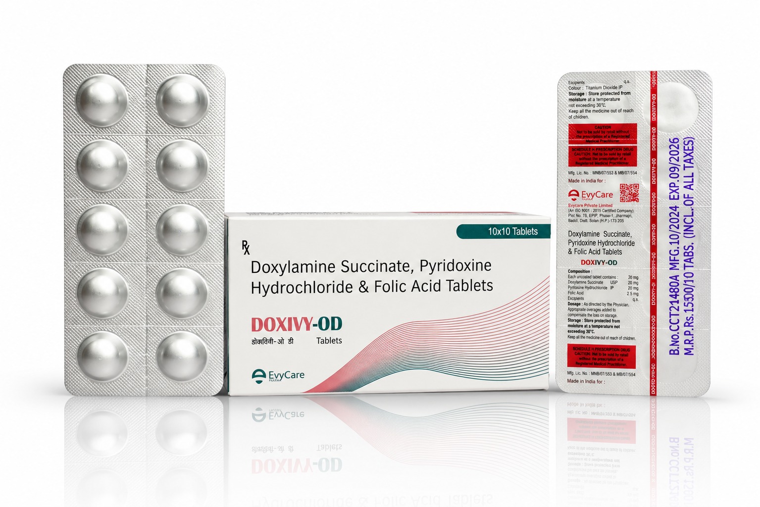 Doxylamine Succinate 20mg + Pyridoxine Hydrochloride 20mg + Folic Acid 5mg