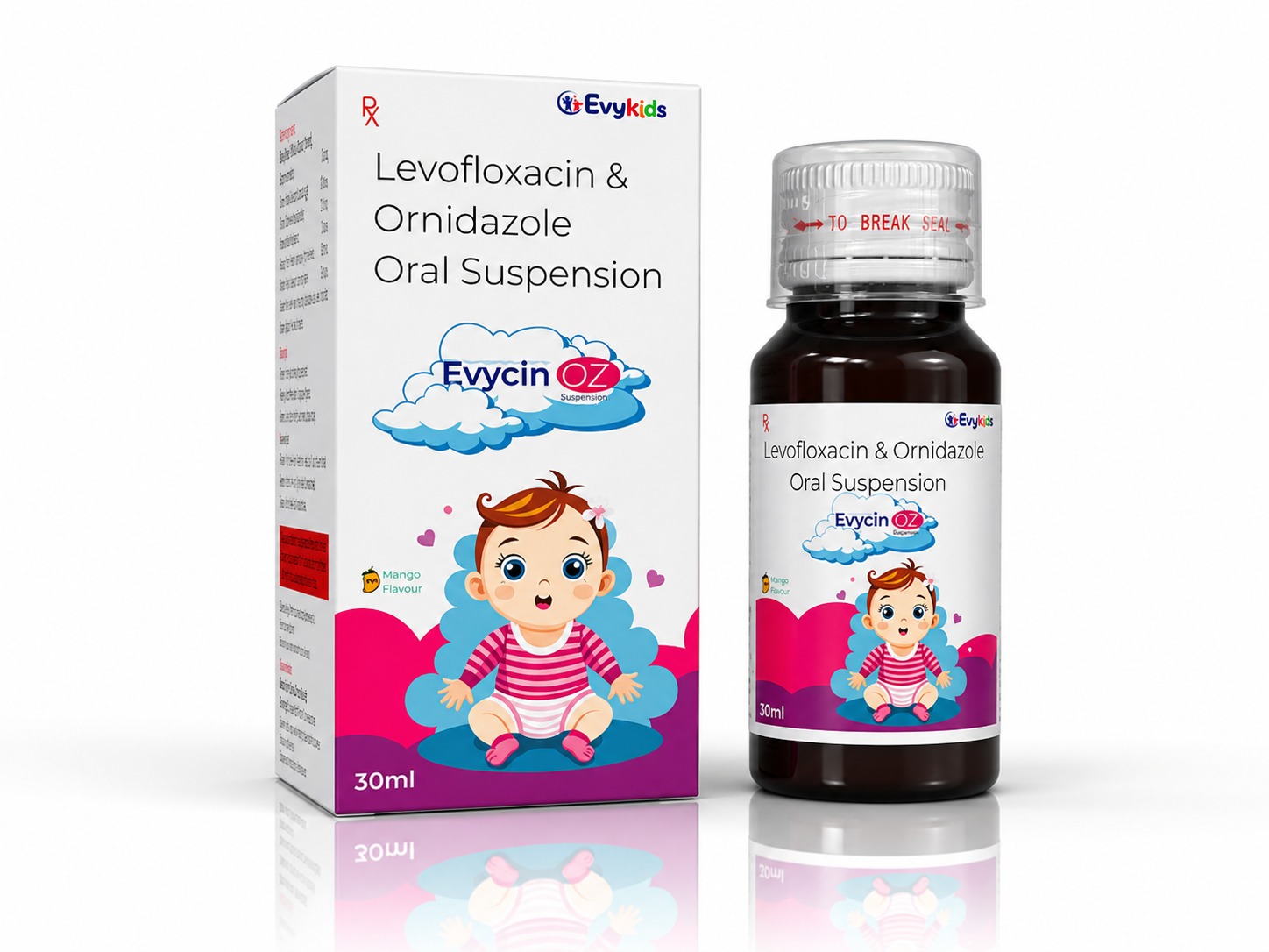 Levofloxacin 125mg + Ornidazole 125mg Suspension With Monocarton