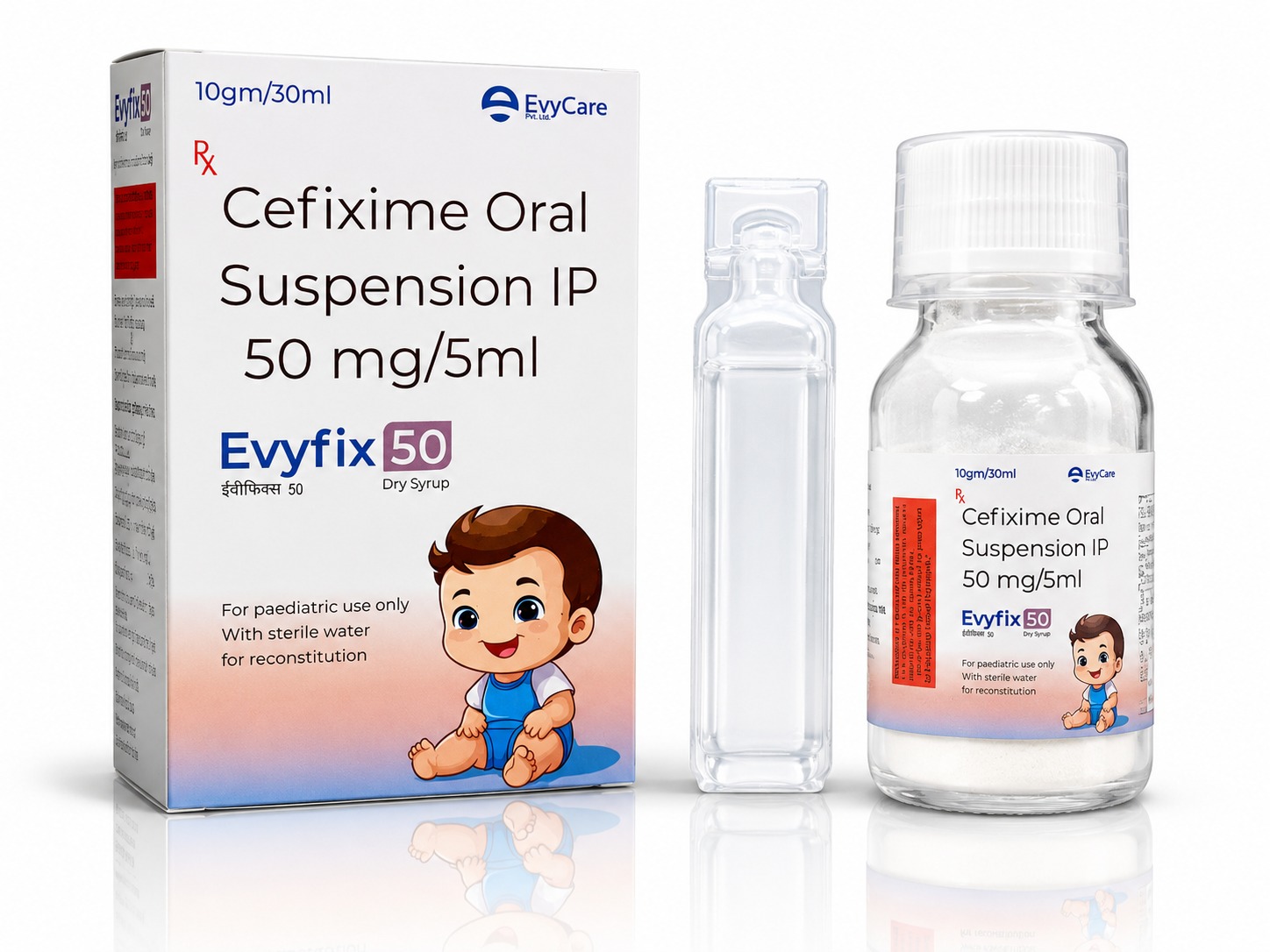 Cefixime 50mg / 5ml Dry Syrup with Water and Monocarton