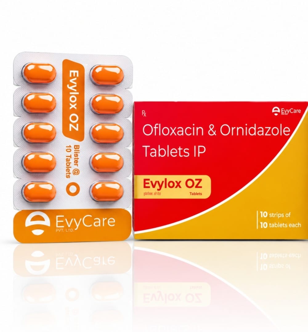 Ofloxacin 200mg + Ornidazole 500mg Tablets