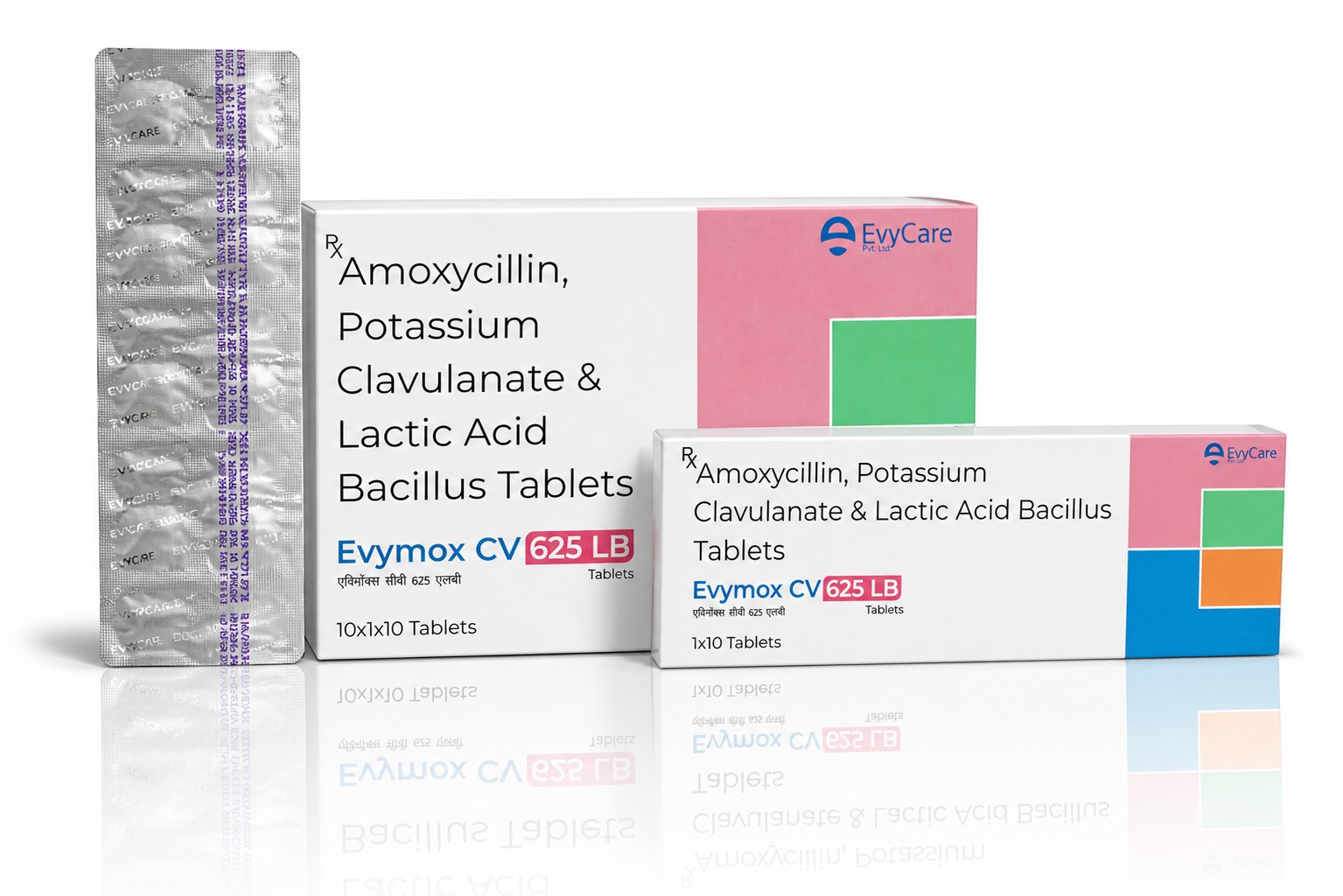 Amoxycillin Trihydrate 500mg + Potassium Clavulanate Diluted 125mg + Lactobacillus 60 million spores Tablets