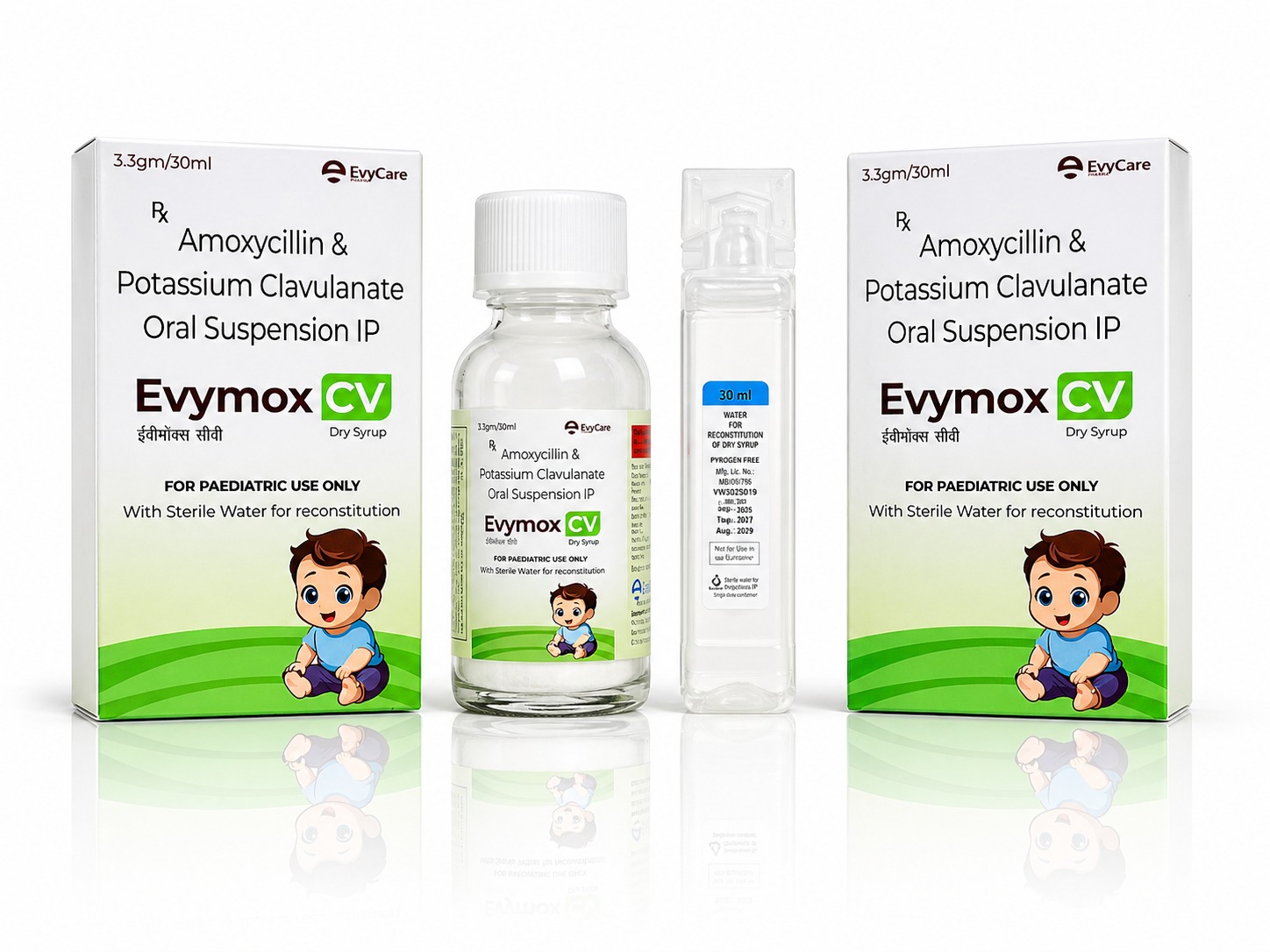 Amoxycillin Trihydrate 200mg + Potassium Clavulanate 28.5mg Dry Syrup with Water and Monocarton