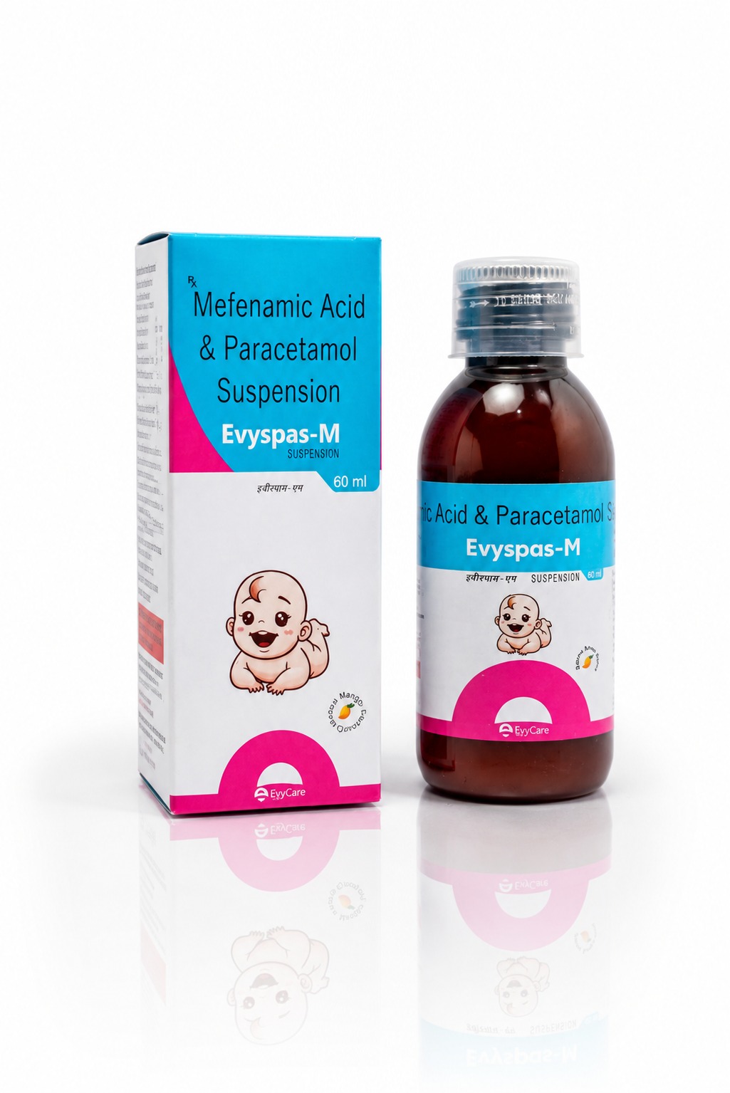 Mefenamic Acid 50mg + Paracetamol 125mg Suspension with Monocarton